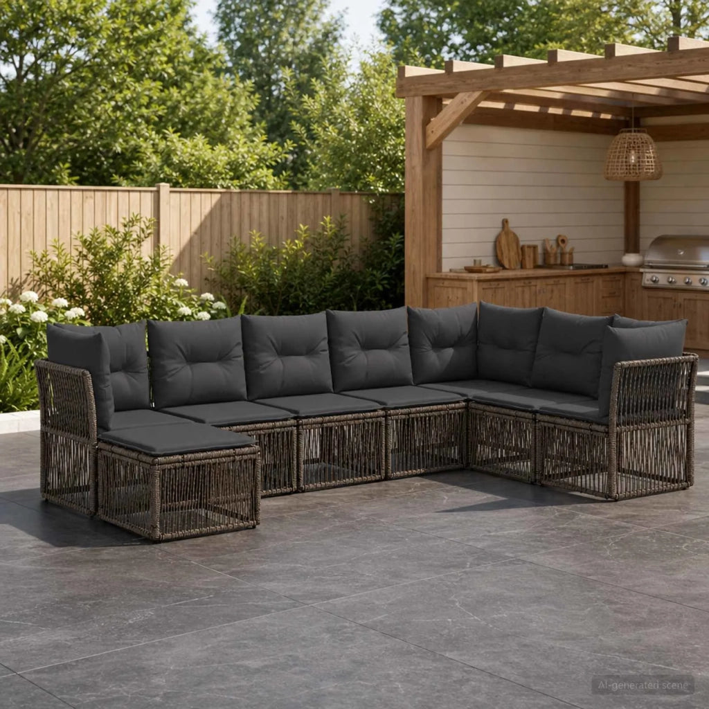 Set Divano da Giardino 8 pz Grigio polyrattan 3434315