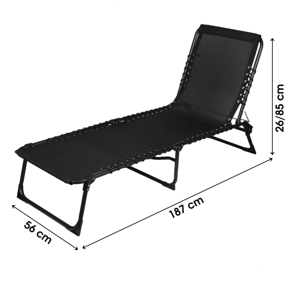 Lettino prendisole / Sdraio colore nero 187x85x56 cm