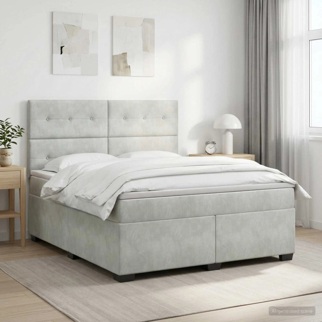 Letto box spring con materasso Grigio Chiaro 140 x 190 cm 3453638