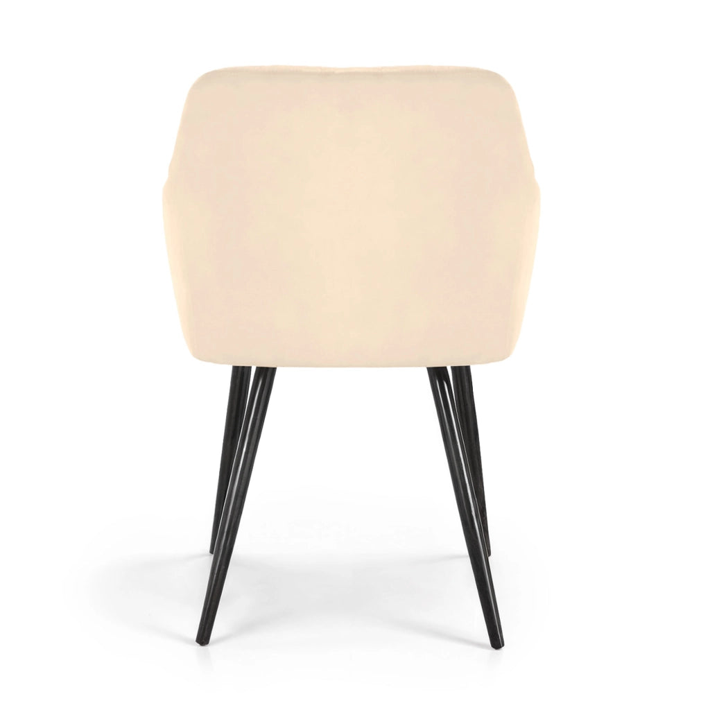 Set di 2 Sedie in velluto con cuciture a rombi VELTO Beige gambe nere