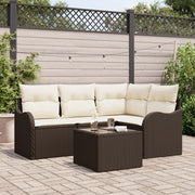Set di divani da giardino  4 pezzi con cuscini grigi in polyrattan
