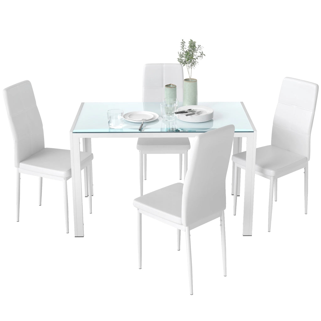 Set tavolo da pranzo con 4 sedie ¨C Xylo ¨C Piano vetro rettangolare bianco per sala cucina
