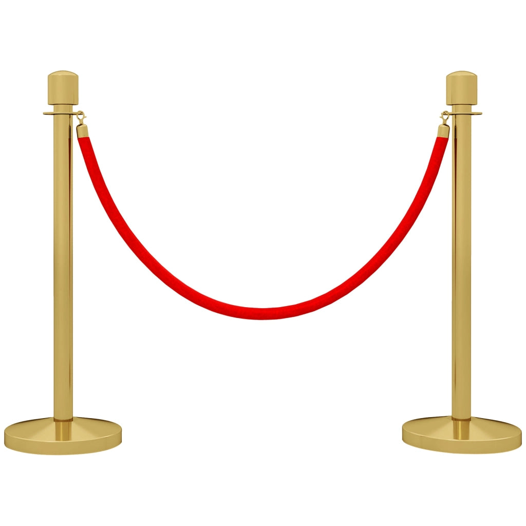 Colonnine Segnapercorso con Corda Vellutata Base Riempibile in Acciaio Inox Ø32x96 cm Oro