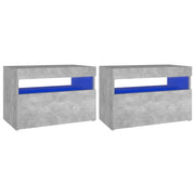 Comodini con Luci LED 2 pz-Set di 2 Tavolino da notte Grigio Cemento 60x35x40 cm
