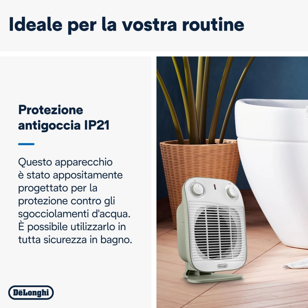 De'Longhi HFS50B20.GR Interno Verde, Bianco 2000 W Riscaldatore ambiente elettrico con ventilatore