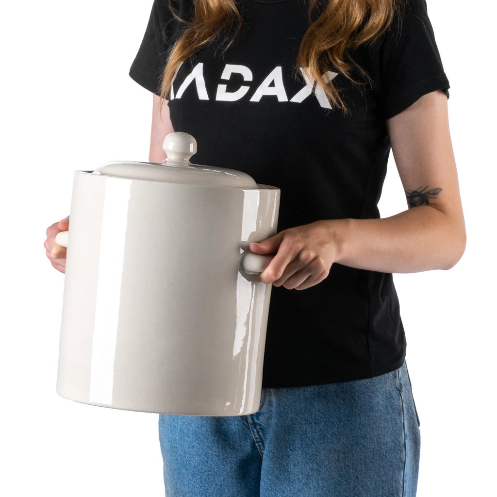 Vaso KADAX a forma di barile per sottaceti con collarino, 5 litri, in gres per cavoli e cetrioli.