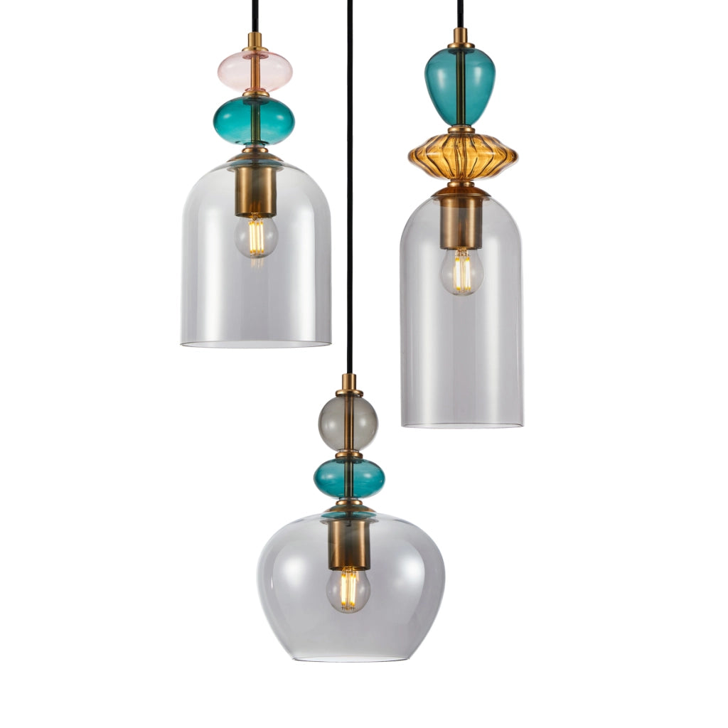 Lampadario a sospensione Busco Italux vetro multicolor 3xE27