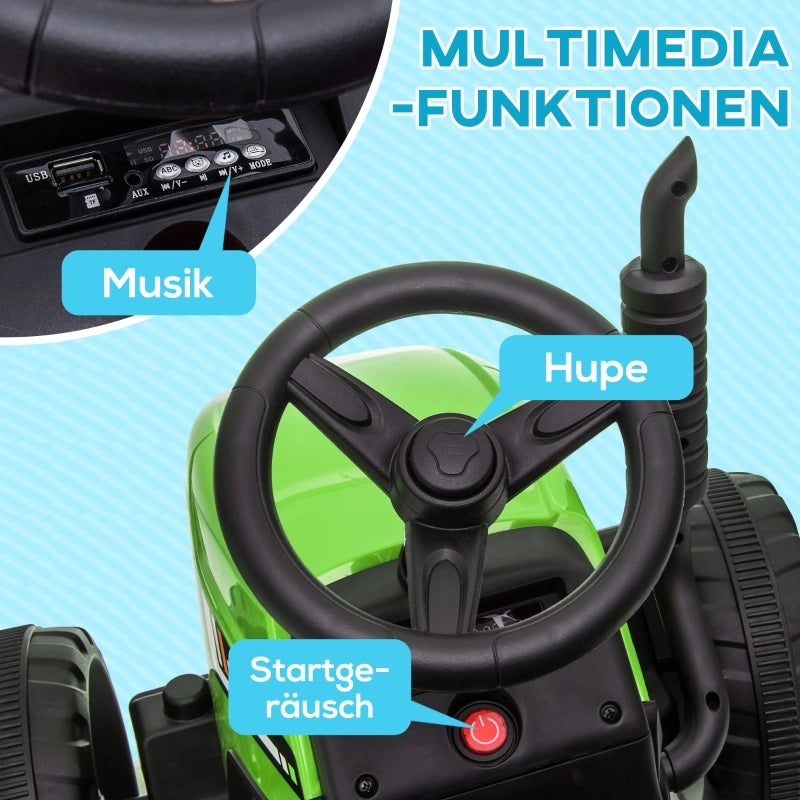 Auto elettrica per bambini, trattore per bambini, con telecomando per i genitori, velocit¨¤ massima 6 km/h; Verde + Nero