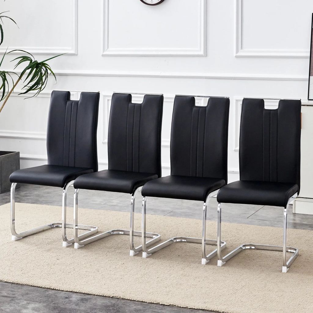 Set di 4 sedie nere in PU, design ad arco per interni moderni e industriali