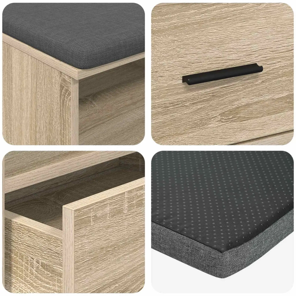 Panca per ingresso con cuscino Rovere Sonoma 100 x 38 x 46 cm 891466