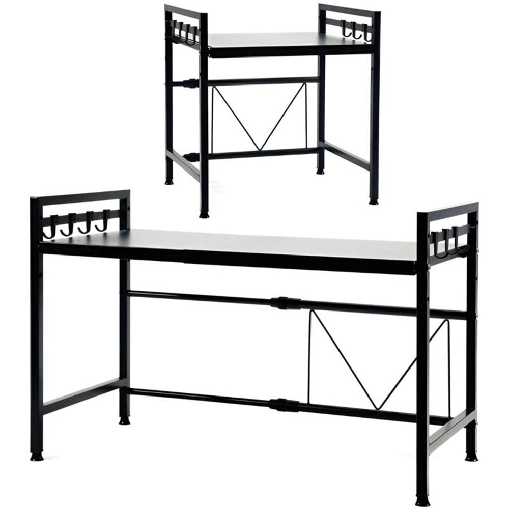 Trade Shop - Mensola Allungaile Da 40-65cm Salvaspazio Con 8 Ganci Per Appendere Utensili Arredo Casa -
