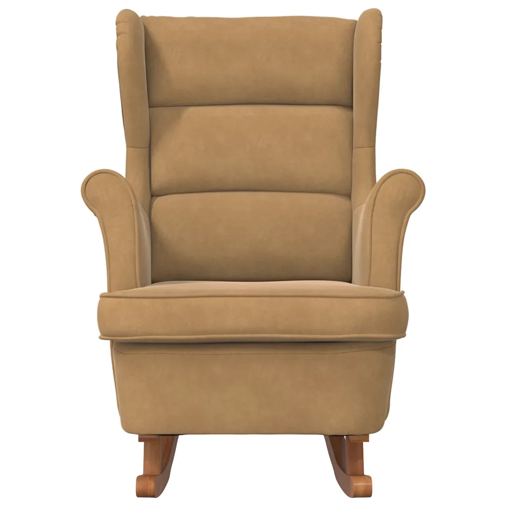 Sedia a dondolo con schienale alto in velluto marrone 329371