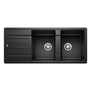 Lavello 2 vasche Blanco Legra 1526088 con gocciolatoio reversibile sopratop 116x50 cm. silgranit nero
