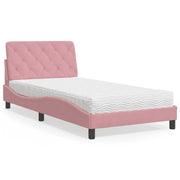 Letto con Materasso Rosa 100x200 cm in Velluto 3208645