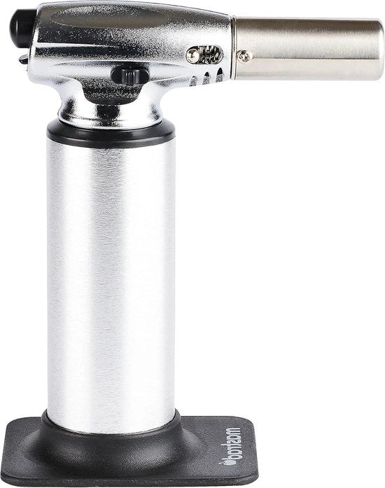 Bruciatore a gas con regolazione della fiamma - sistema di sicurezza per bambini - base rimovibile - adatto per caramellizzazione e sbucciatura