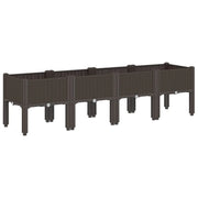Fioriera | Cassetta per fiori | Vaso da Giardino con Gambe Marrone 160x40x42 cm in PP
