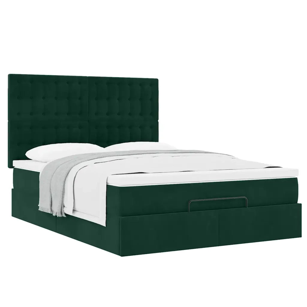 Struttura Letto Pouf con Materassi 140x190 cm in Velluto