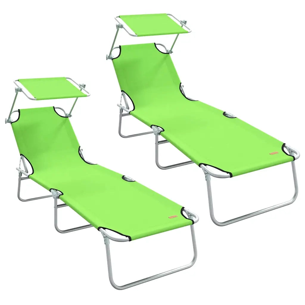 Lettino da sole 2 pcs Verde 58 x 188 x 77cm Poliestere 42003064