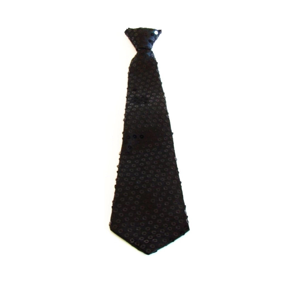 Trade Shop - Cravatta Paillettes Nero Teatro Paillette Raso Cravattino Frack Festa Ballo -