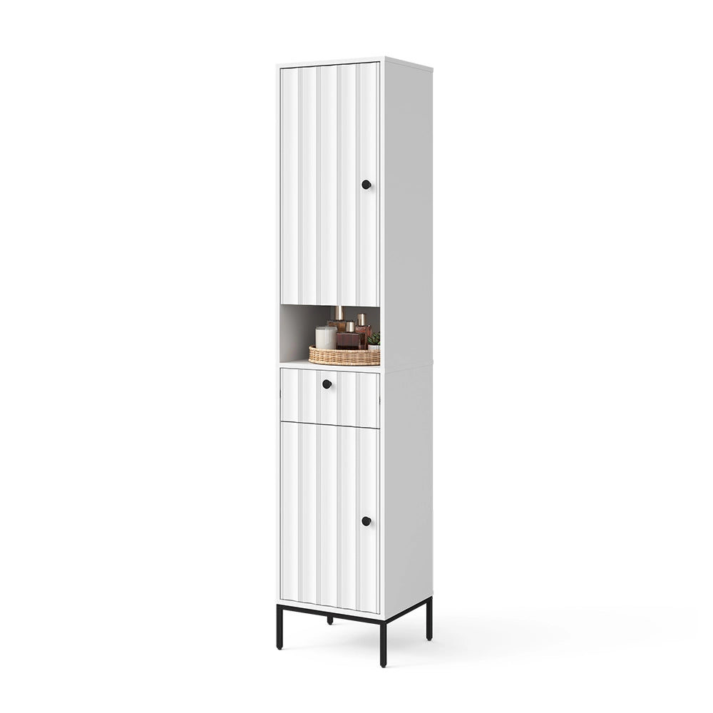 Vicco Armadio per il bagno Ondulazione bianca 40 x 190 cm con 2 porte
