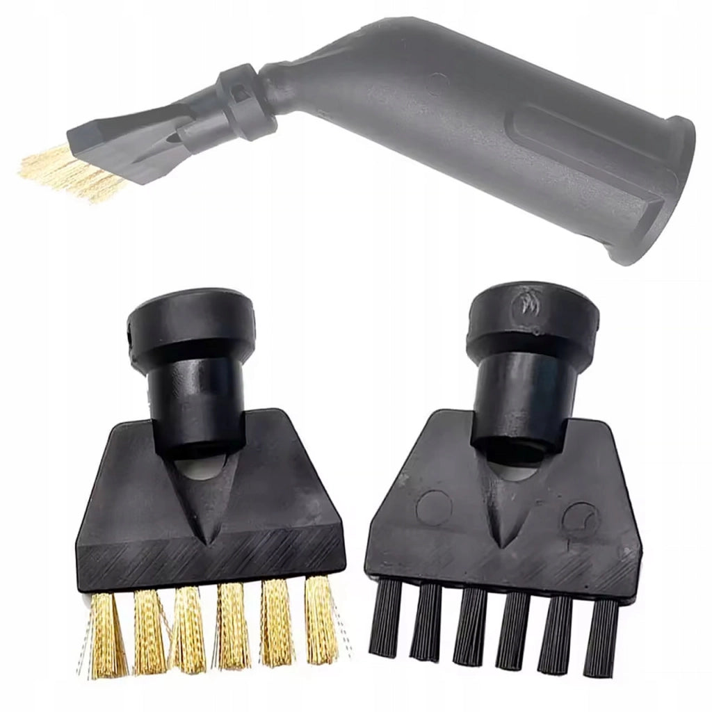 Set di Spazzole per Pulitore a Vapore compatibile con Kärcher SC1–SC5 – 2 Rotonde + 4 Piatte, Setole Ottone e Sintetiche
