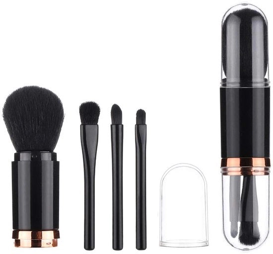 Pennello per trucco 4-in-1 - Pennello intrecciati - Pennello kabuki - Strumento cosmetico - Setole sintetiche - Formato portatile - Pennelli per trucco