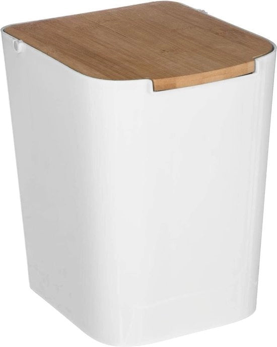 Cassetta di rifiuti in polipropilene bianco da 5 litri, dimensioni 18,3x22,4x h24,4 cm