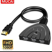Scherm Switch 3 in 1 HDMI | 3 Porte Switch Video | 1080P HDMI | Compatibile con PS4, Xbox, HDTV, DVD | Ideale per Casa e Ufficio