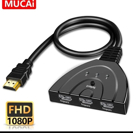 Scherm Switch 3 in 1 HDMI | 3 Porte Switch Video | 1080P HDMI | Compatibile con PS4, Xbox, HDTV, DVD | Ideale per Casa e Ufficio