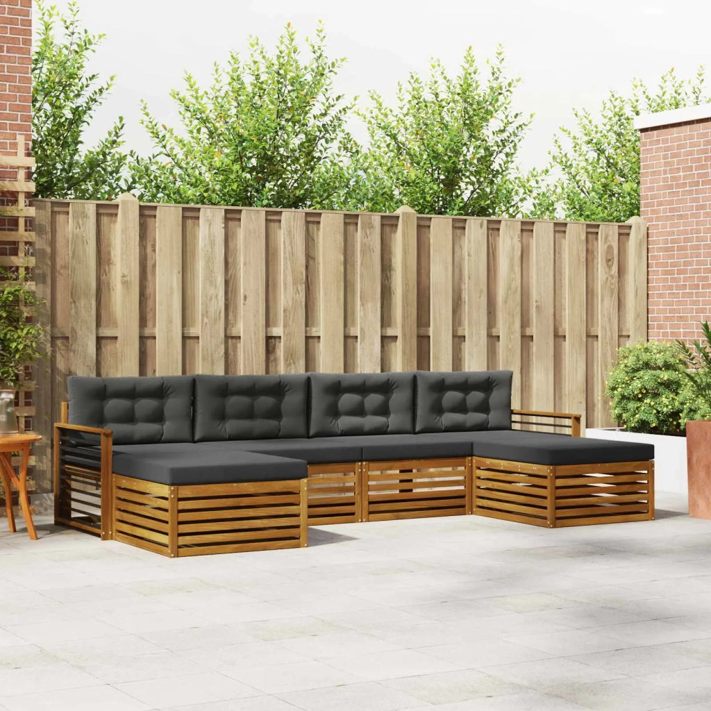 Set divani 6 pcs Naturale e Antracite Legno di Acacia Massello 3373912
