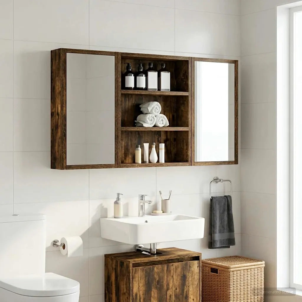 Armadio da bagno a muro Quercia Affumicata 40 x 10 x 50 cm