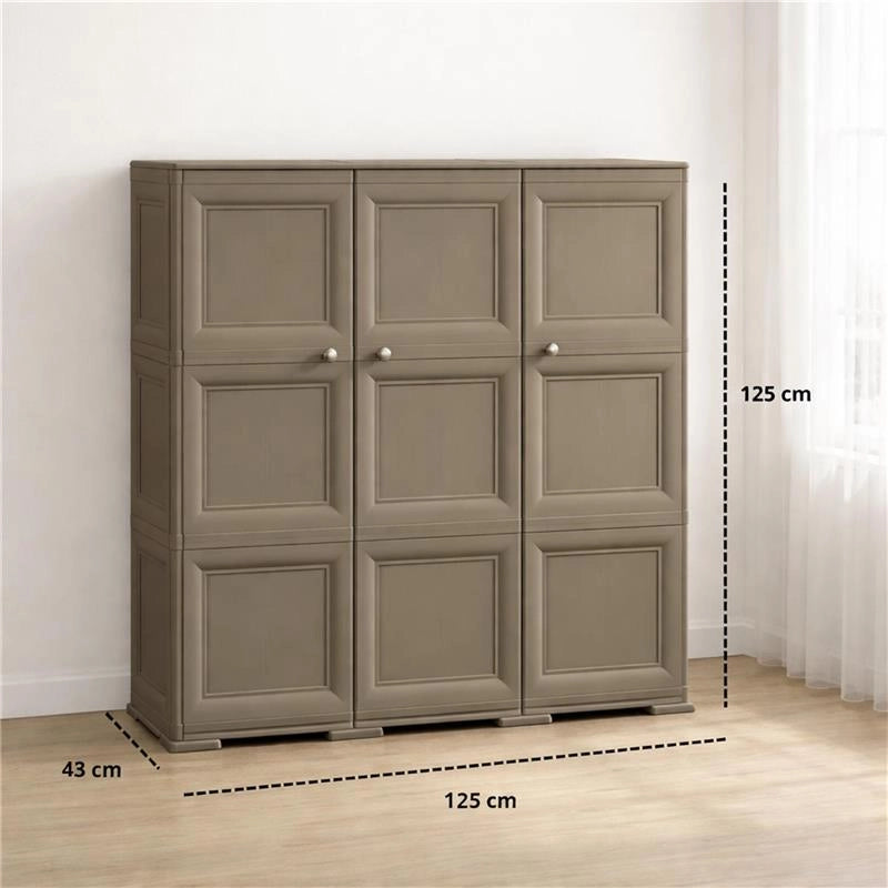 ARMADIO 3 ANTE WENGÉ 118X43X125 CM CON PUNTALI, SOLUZIONE ORGANIZZAZIONE CASA SALVASPAZIO PER ZONA GIORNO E INGRESSO