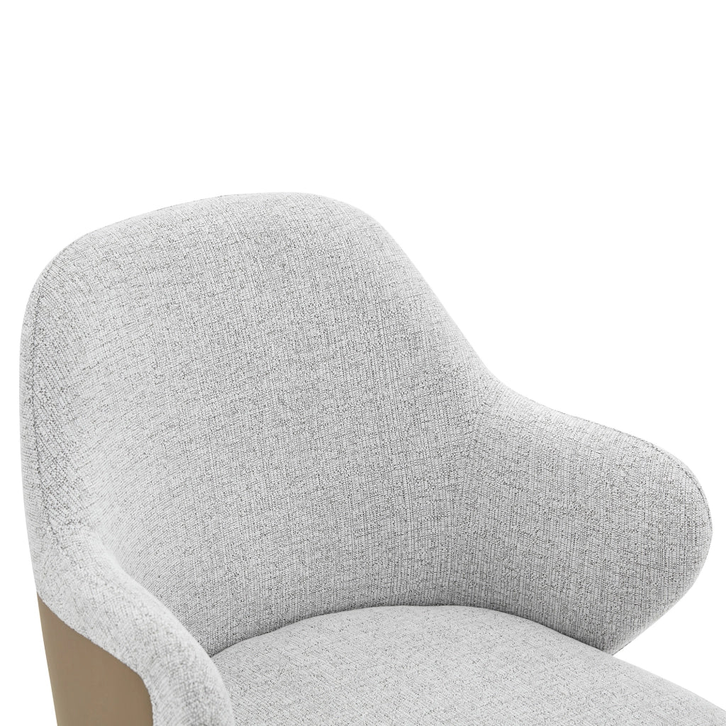 Set 2 sedie da pranzo in tessuto grigio chiaro con schienale effetto avvolgente e gambe in metallo