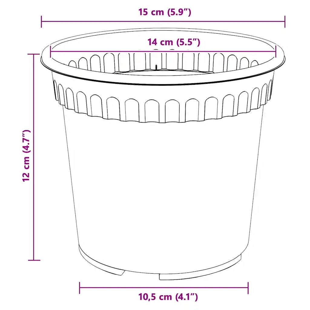 Vaso Rotondo per Fiori 6 pcs Rosso Mattone Ø 15 x 12 cm