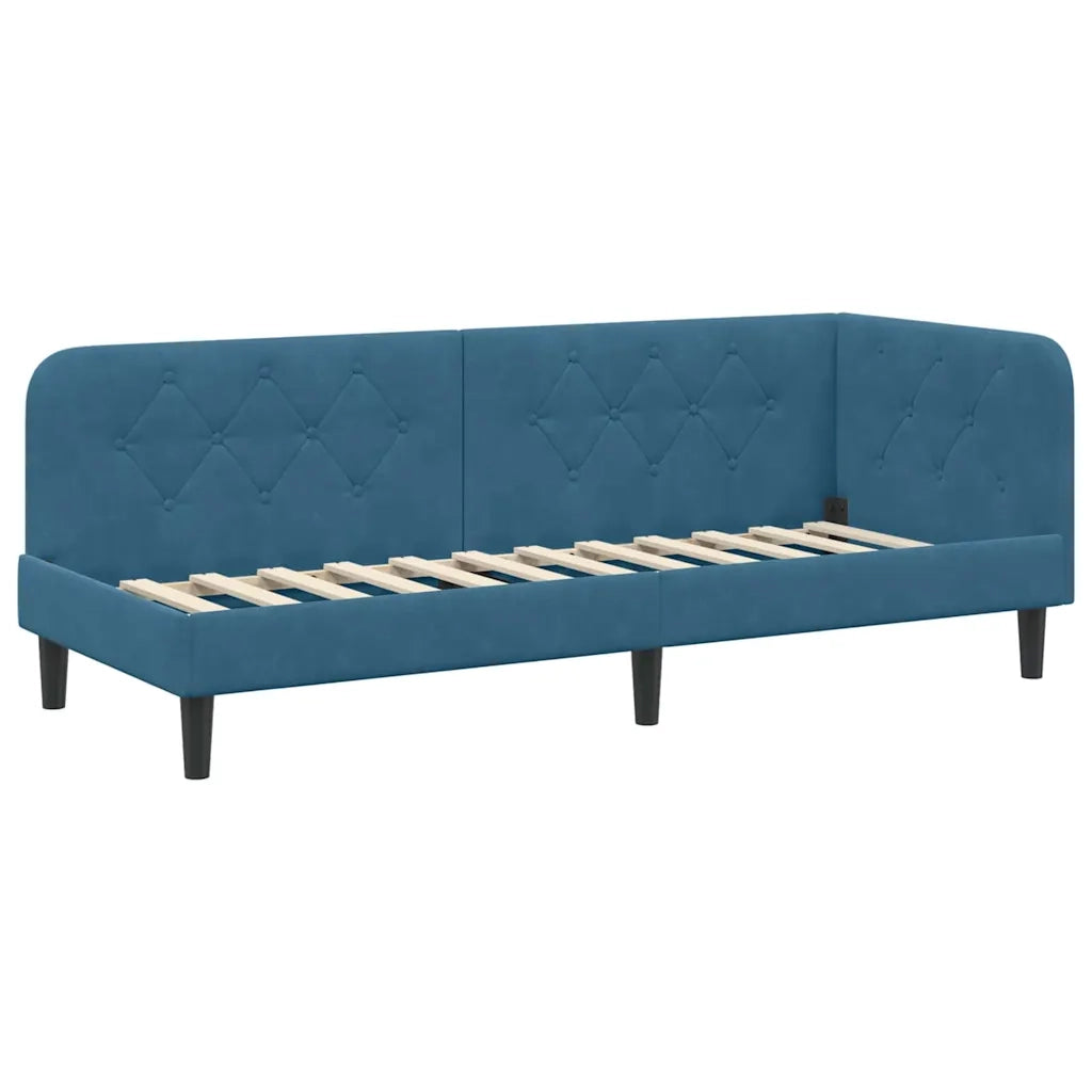 Cornice del letto ad angolo Blu 80 x 200 cm Velluto 42016585