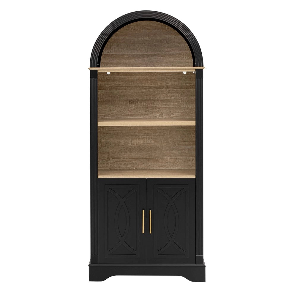 Mobile alto con ripiani regolabili e luci LED ¨C Minimal ¨C Nero, salvaspazio, 45x170x35 cm