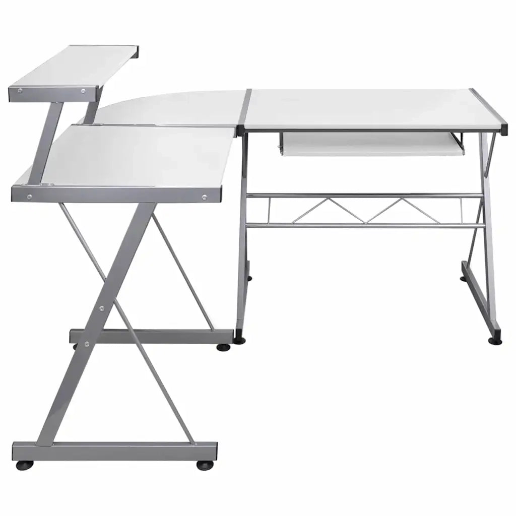 Scrivania | Tavolo da Ufficio Computer Angolare Bianca 132x112x99 Legno Multistrato