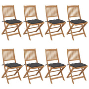 Sedie da Giardino Pieghevoli 8 pz con Cuscini Massello Acacia cod mxl 53182