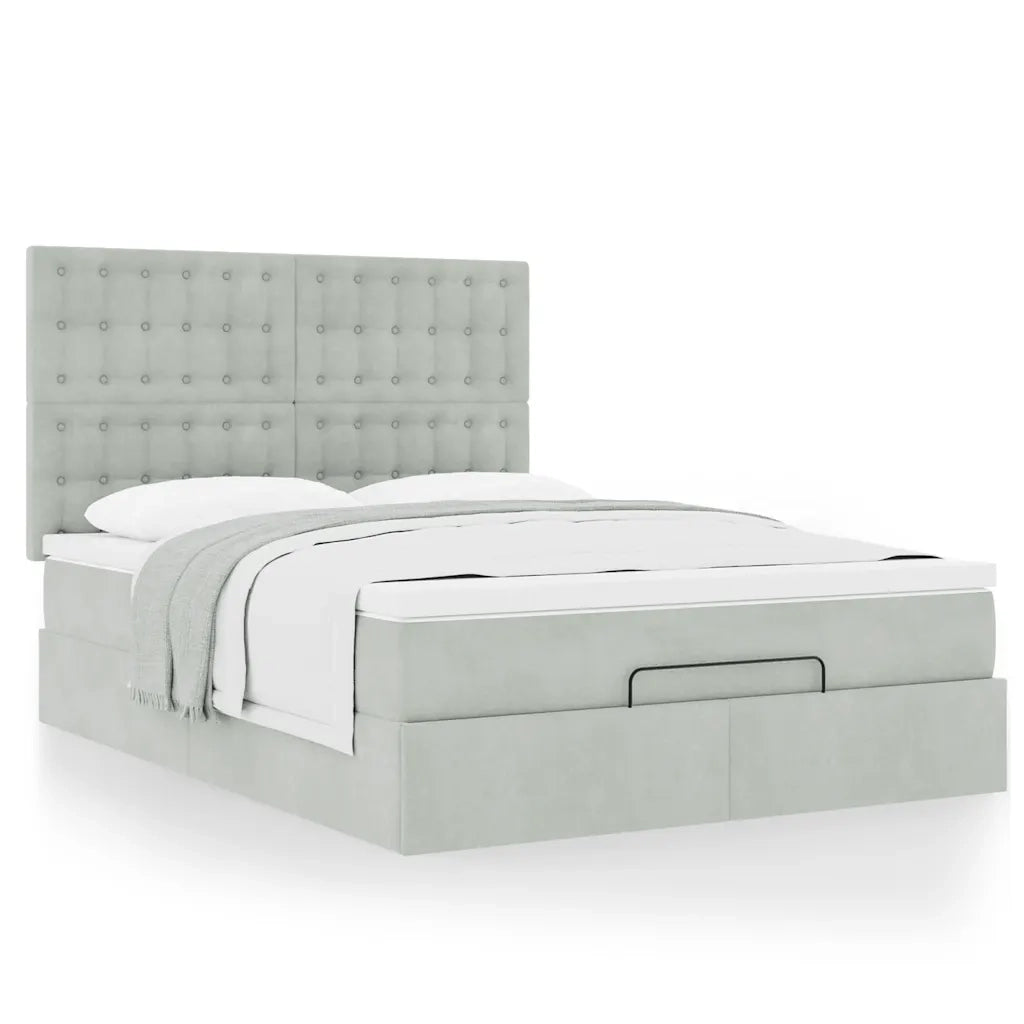 Struttura Letto Pouf con Materassi 140x190 cm Velluto 3313613
