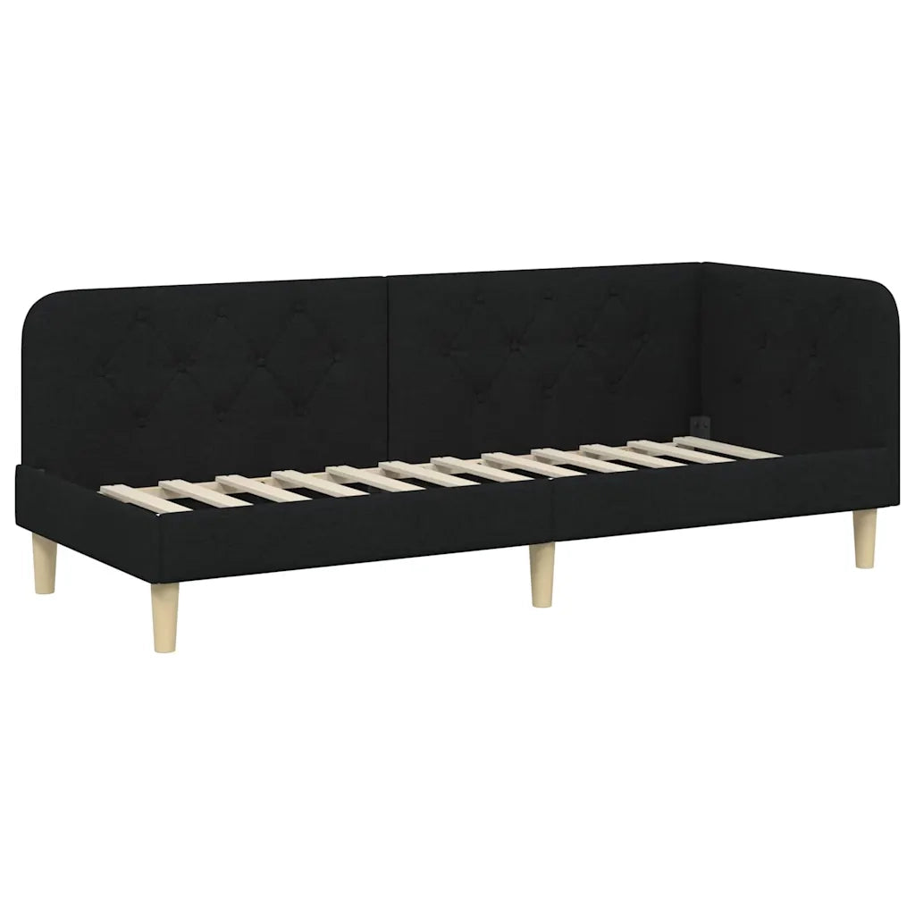 Letto singolo | Letto per adulti | Cornice del letto ad angolo Nero 80 x 200 cm Tessuto