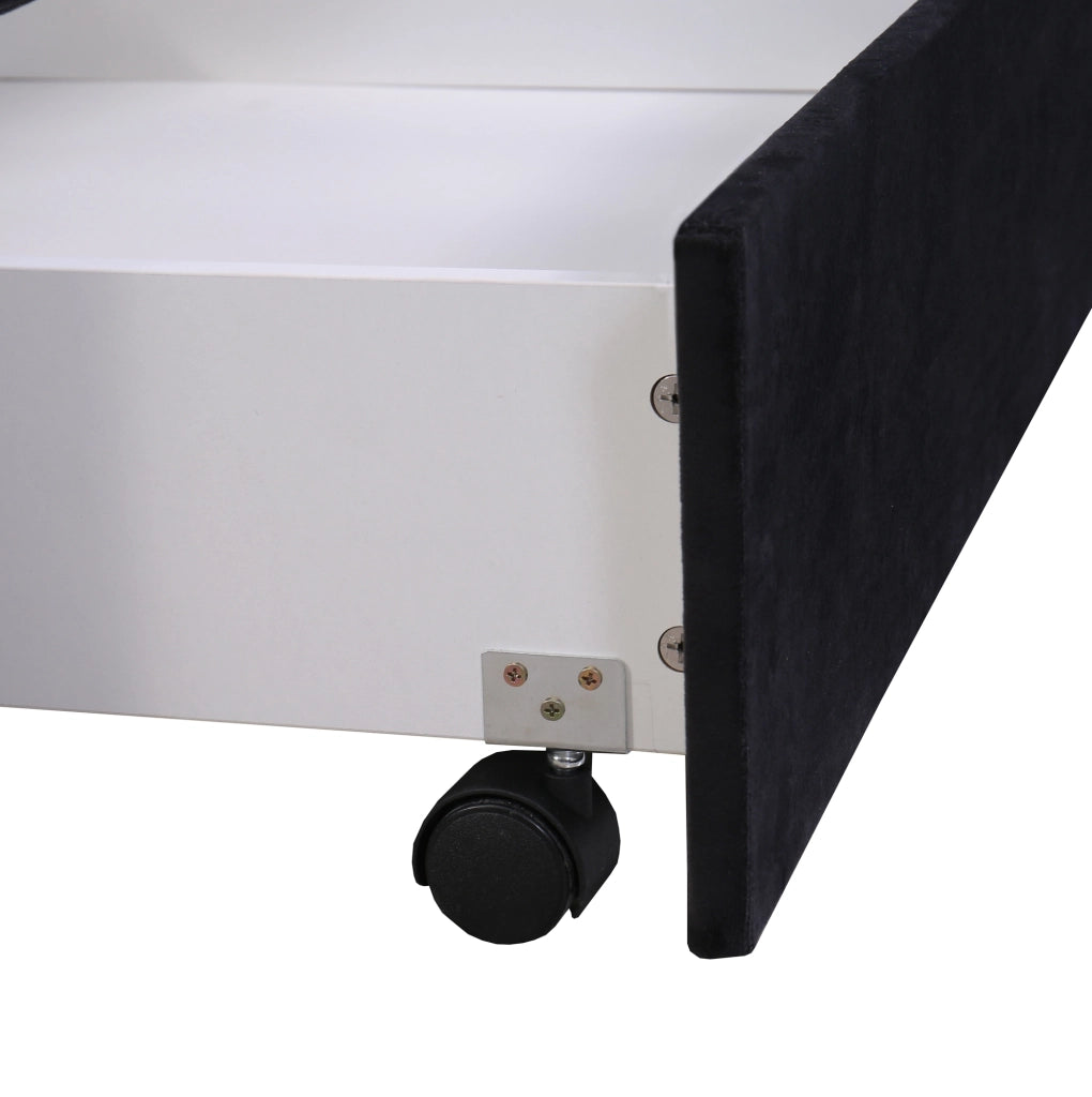 Letto matrimoniale 180x200 cm con rete a doghe e 2 cassetti; velluto nero