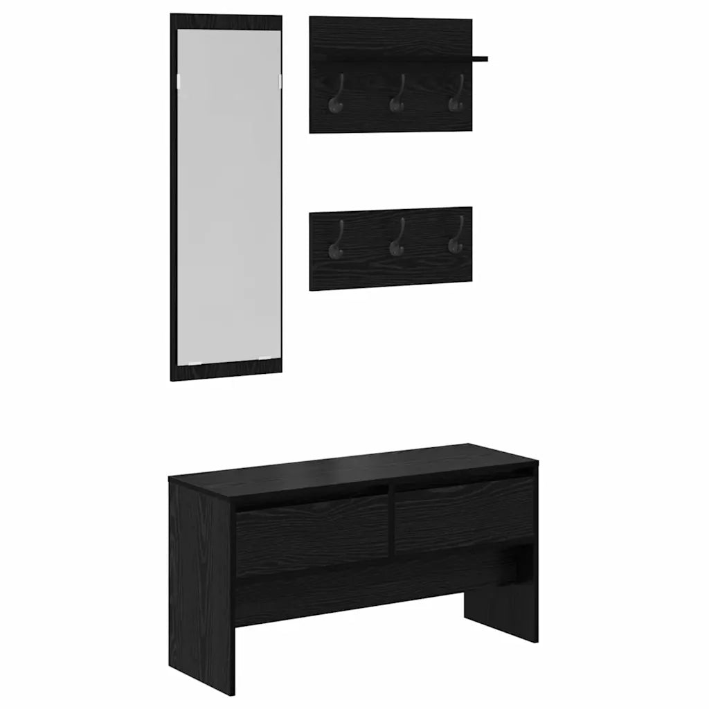 Set mobili da ingresso 4 pcs Rovere Nero Legno multistrato 871529