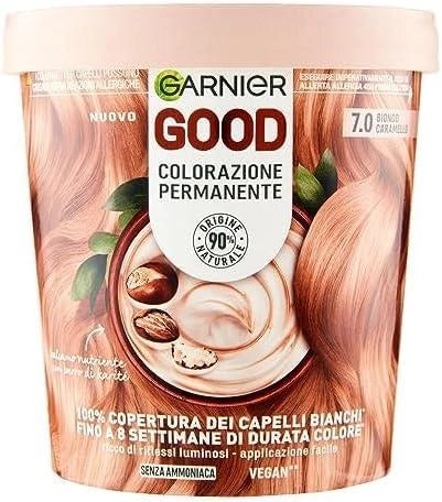 SET 3 GARNIER GOOD TINTA CAPELLI 7.0 BIONDO CARAMELLO COLORAZIONE PERMANENTE SENZA AMMONIACA 90% NATURALE