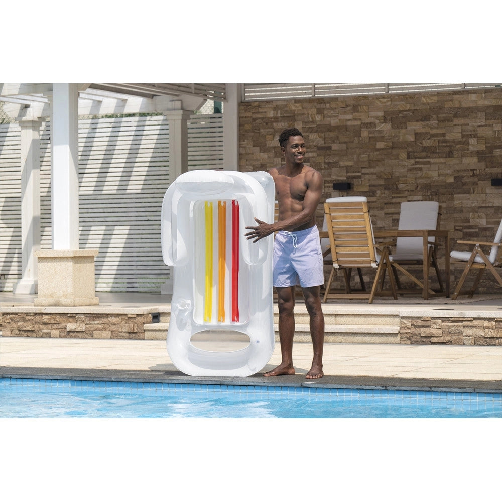 Trade Shop - Materassino Poltrona Lettino Gonfiabile Relax Mare Piscina Con Portabibite 2 Colori 43028 -