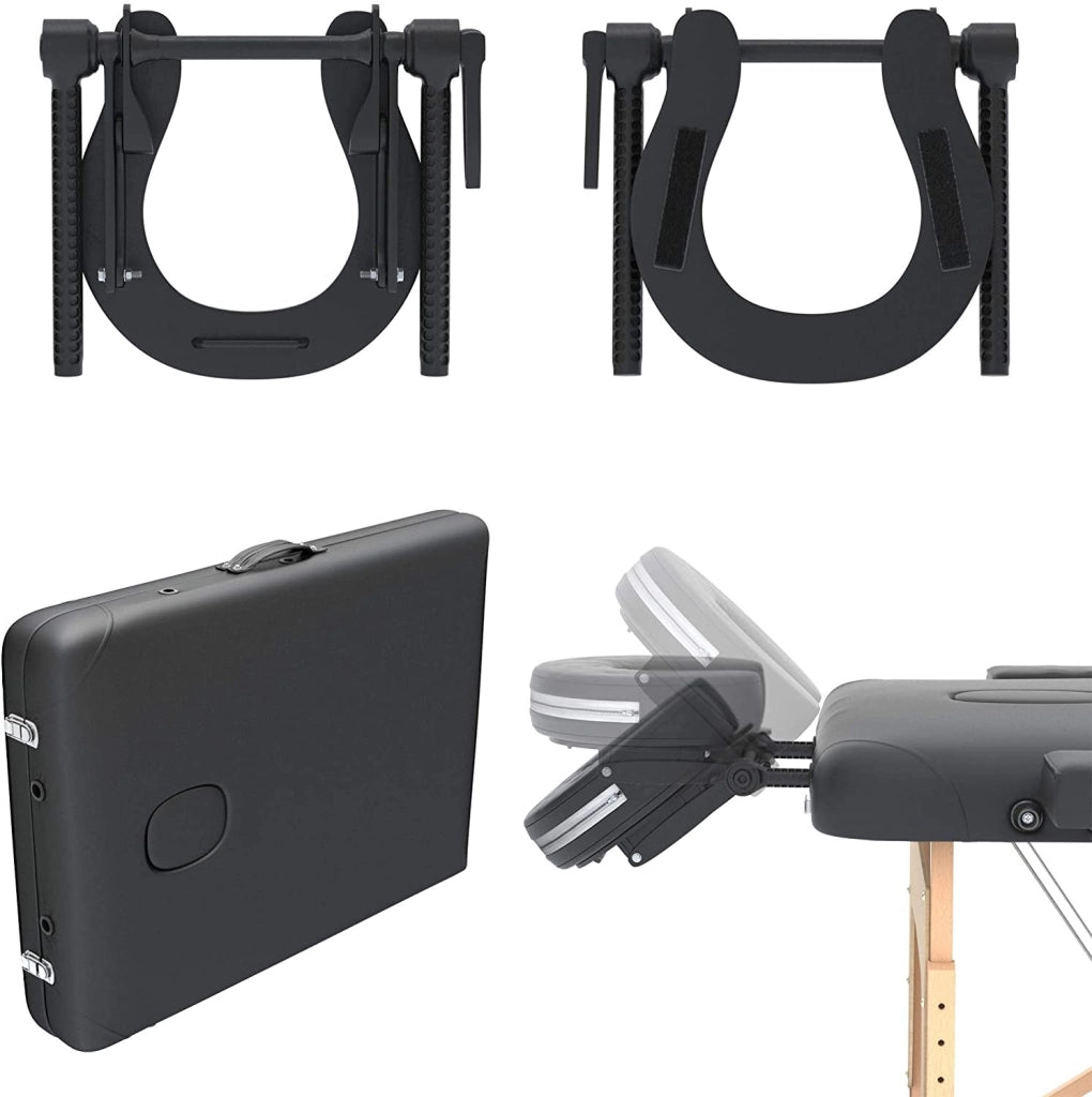 FENIXSHOP24 LETTINO MASSAGGIO PROFESSIONALE 2 ZONE - LETTINO MASSAGGI,LETTINO ESTETISTA FISIOTERAPIA,TATTOO, IN LEGNO PORTATILE RICHIUDIBILE COD-12 (NERO)