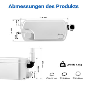 Stazione di sollevamento 3/1 250W con 3 ingressi per doccia, lavabo