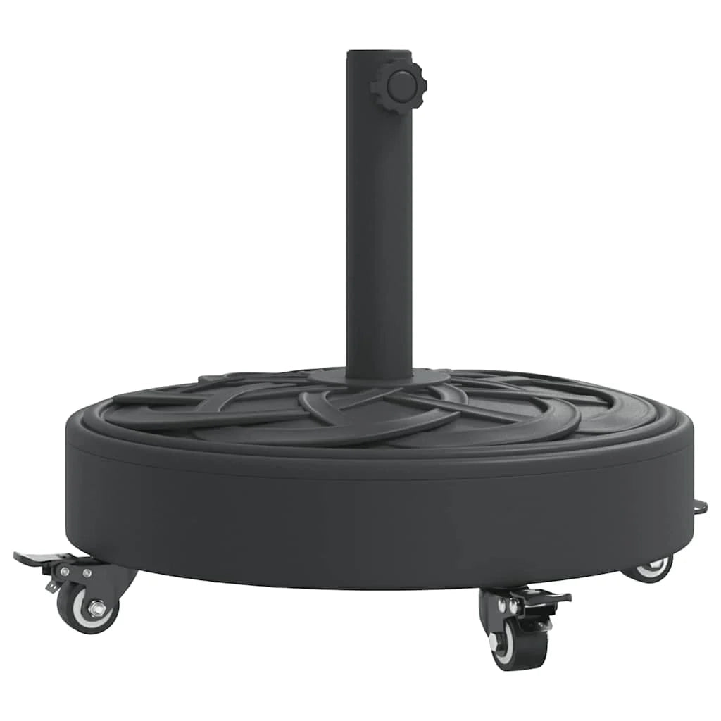Base rotonda per ombrellone con ruote bloccabili dimensioni 45 x 41 cm stabile vernice PE nera opaca 02_0056649