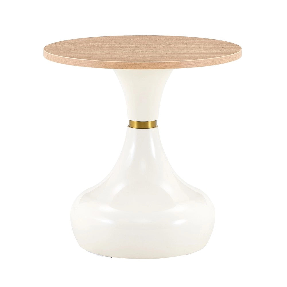 Set di 2 tavolini da caff¨¨ ¨C Minimal ¨C Effetto travertino, struttura metallo bianco
