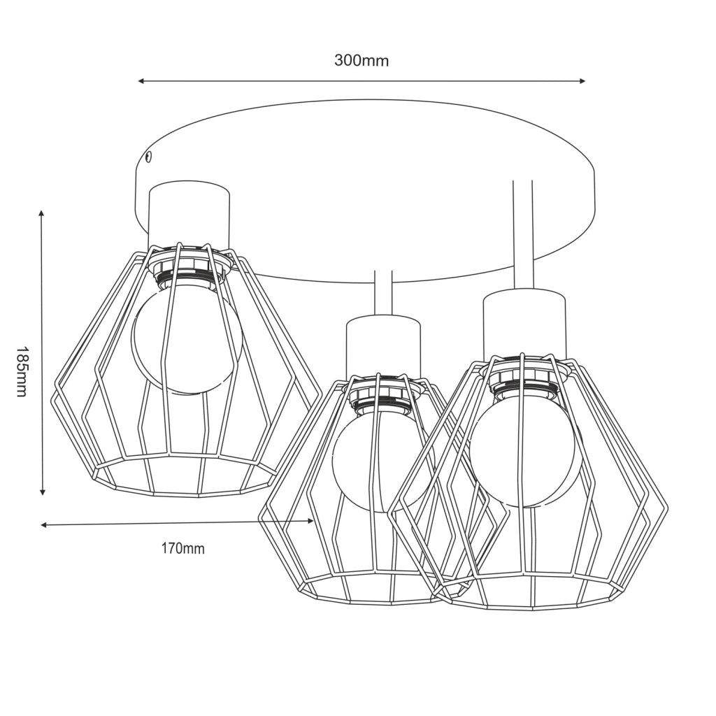 Plafoniera industriale Parkla 3 luci E27 beige oro Luminex
