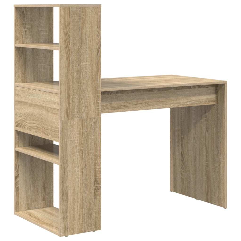 Scrivania con Storage Rovere Sonoma 113x54x120 cm Legno Ingegnerizzato